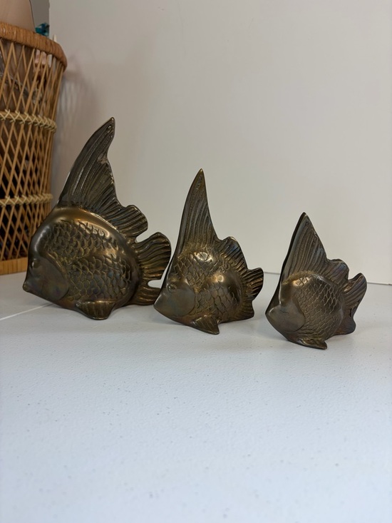 Vintage Other - Vintage Brass Angel Fish Family Lot 1970s Home Decor Boho Bohemian Eclectic 70s